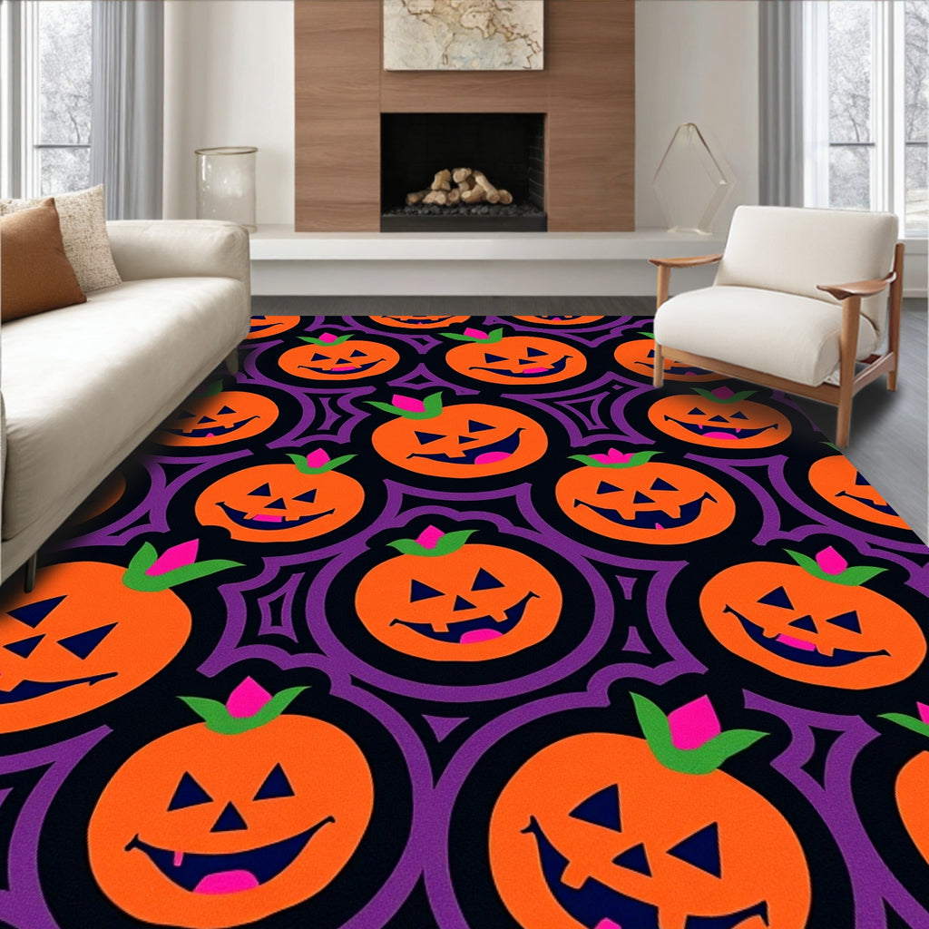 Spooky Jack O Lantern Pattern Rug