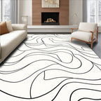 Minimalist Flowing Black Line Art Rug