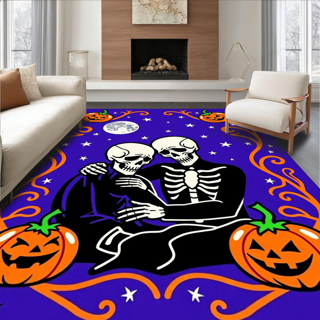 Spooky Skeletons P umpkins Halloween Design Rug