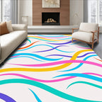 Wavy Abstract Colorful Swirls Design Rug