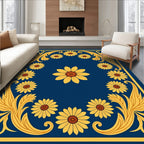 Symmetrical Floral Border With Centerpiece Rug