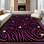 Hot Pink Swirl Star Graphic Design Rug
