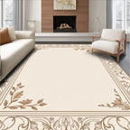 Ornate Floral Border Cream Rug