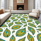 Turquoise Yellow Leaf Pattern Design Rug