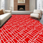 Bold White Abstract Grid Pattern Rug