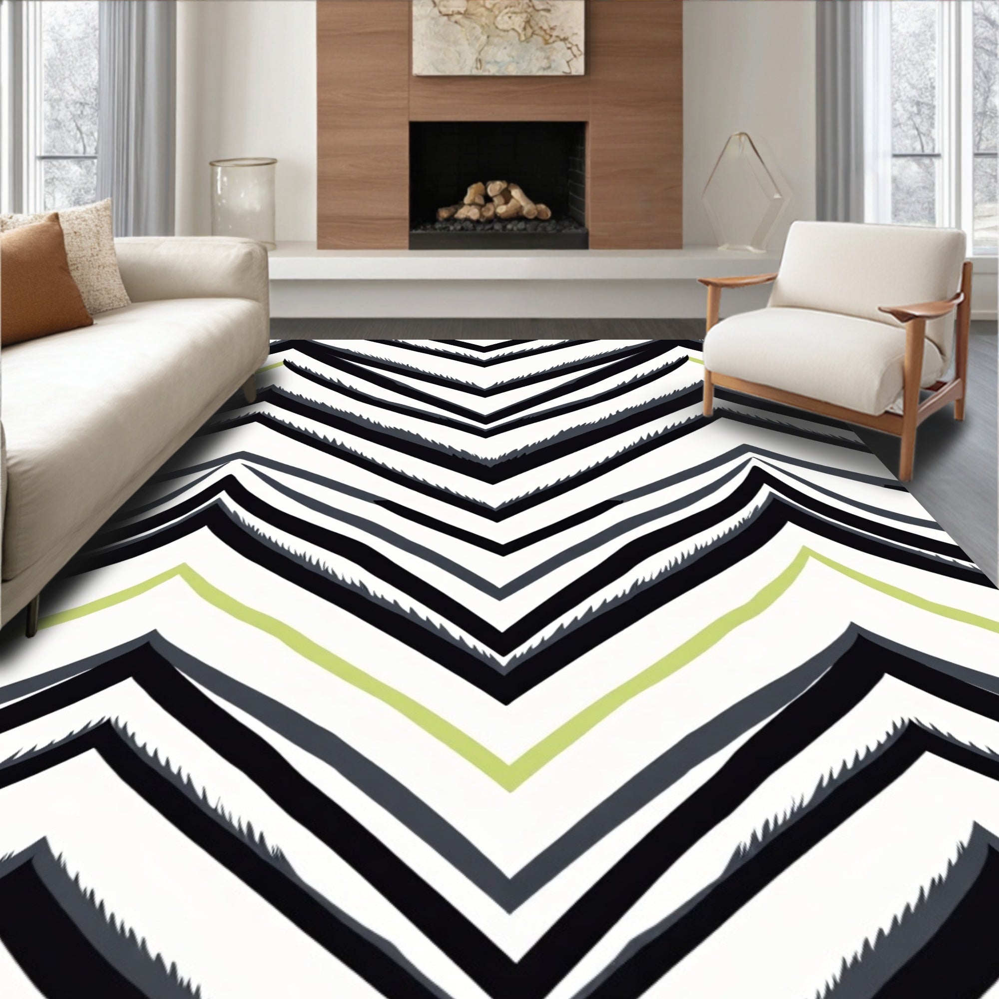 Bold Zigzag Stripe Pattern Rug