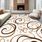 Rich Brown Swirls Dots Pattern Rug