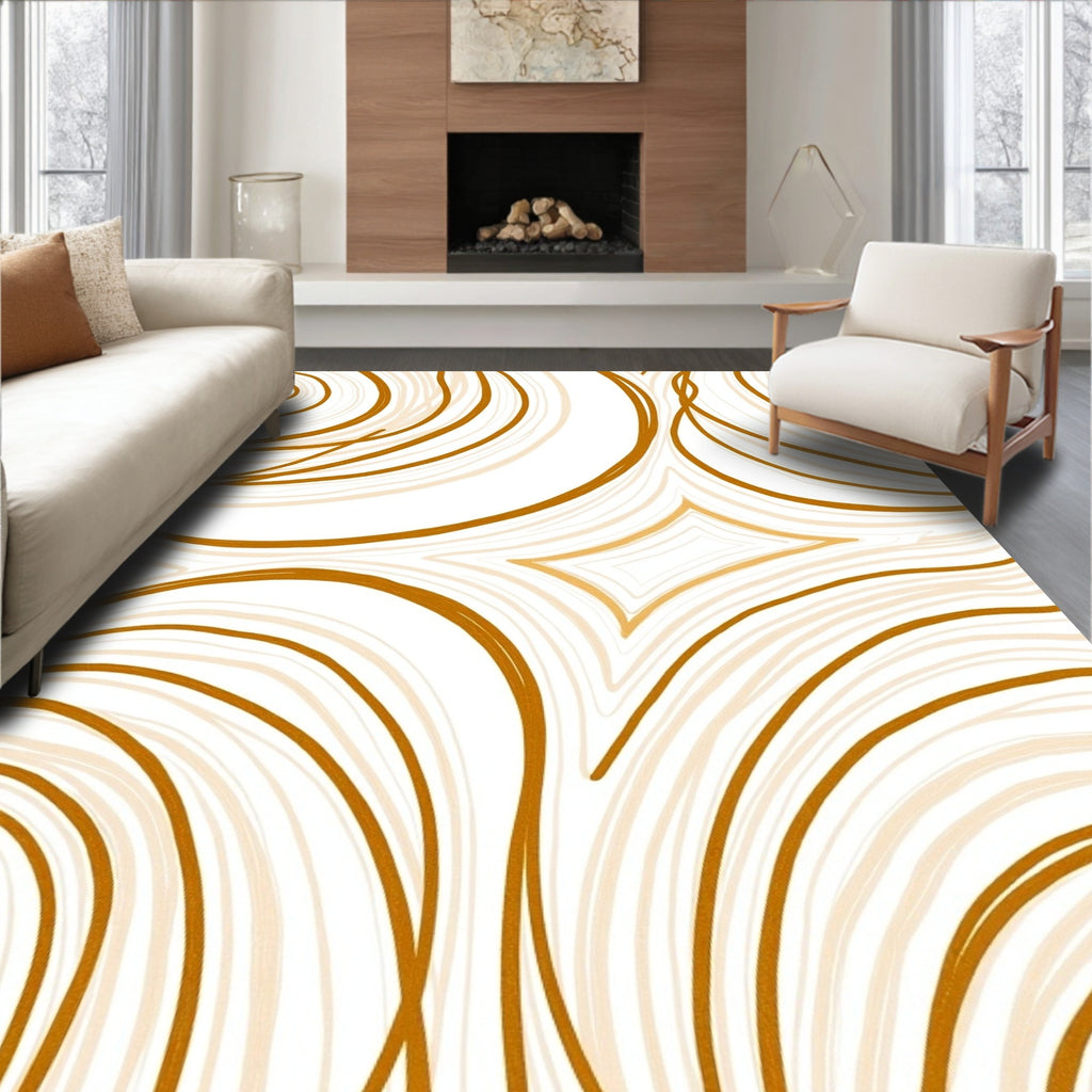 Gold Swirls Dynamic Pattern Rug