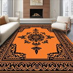 Intricate Floral Geometric Border Design Rug