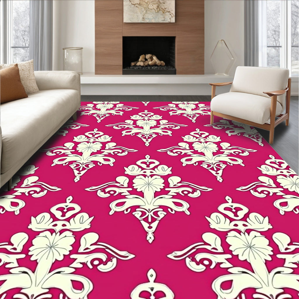 Regal Floral Damask Pattern Design Rug
