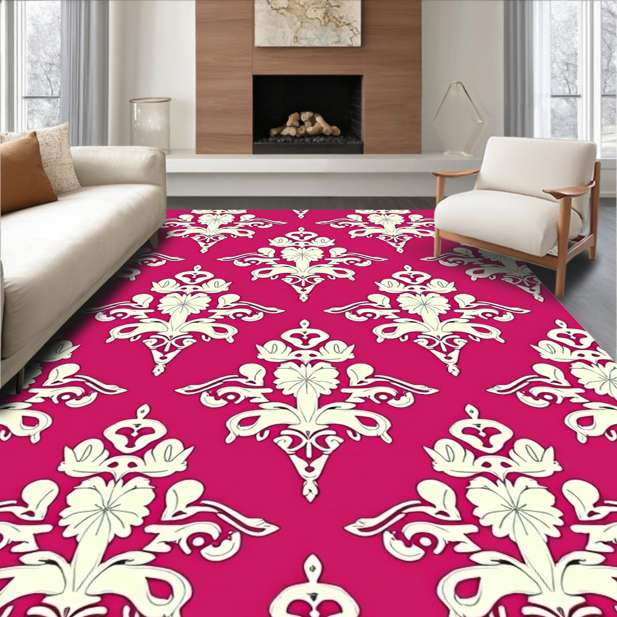 Regal Floral Damask Pattern Design Rug