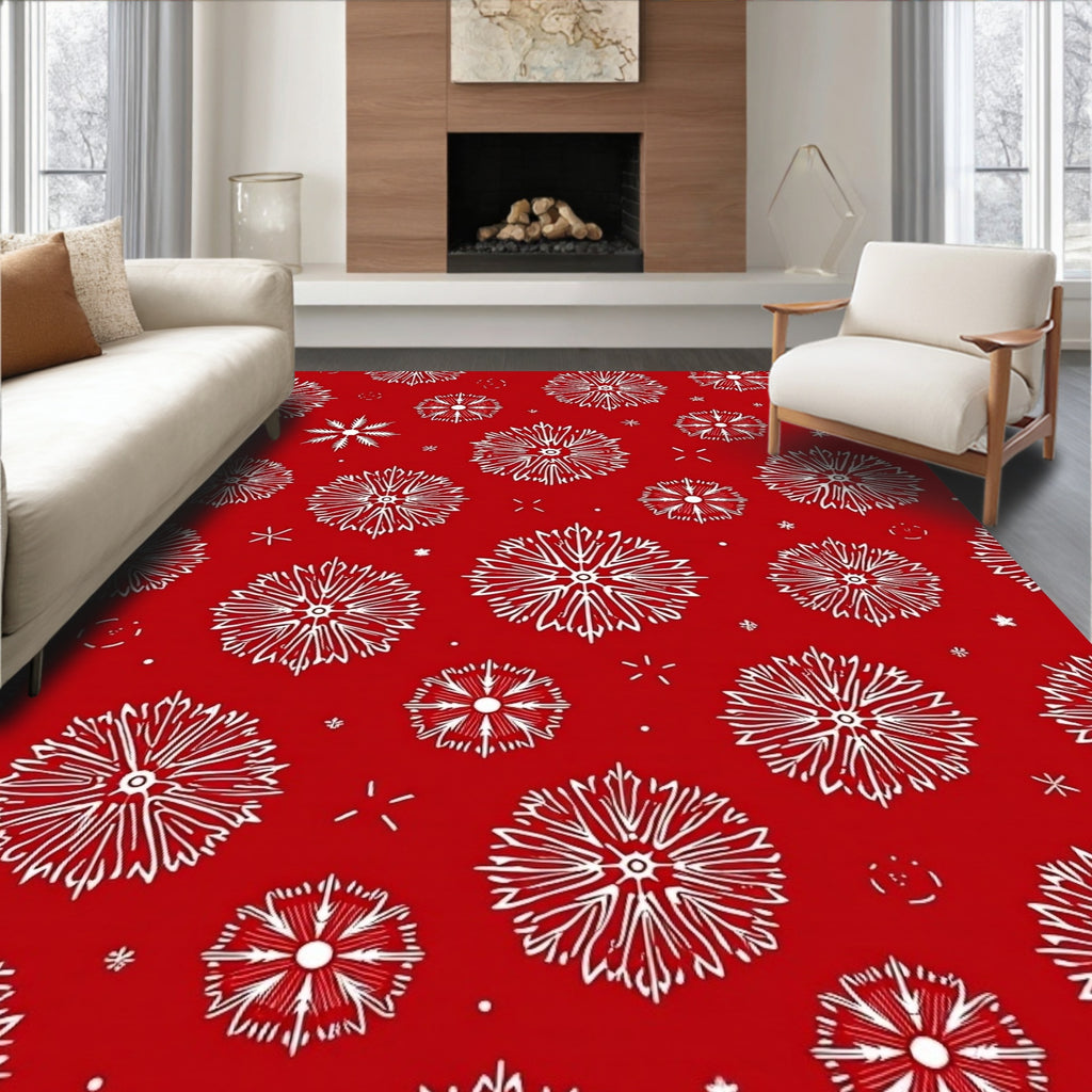 Winter Snowflake Folk Art Rug