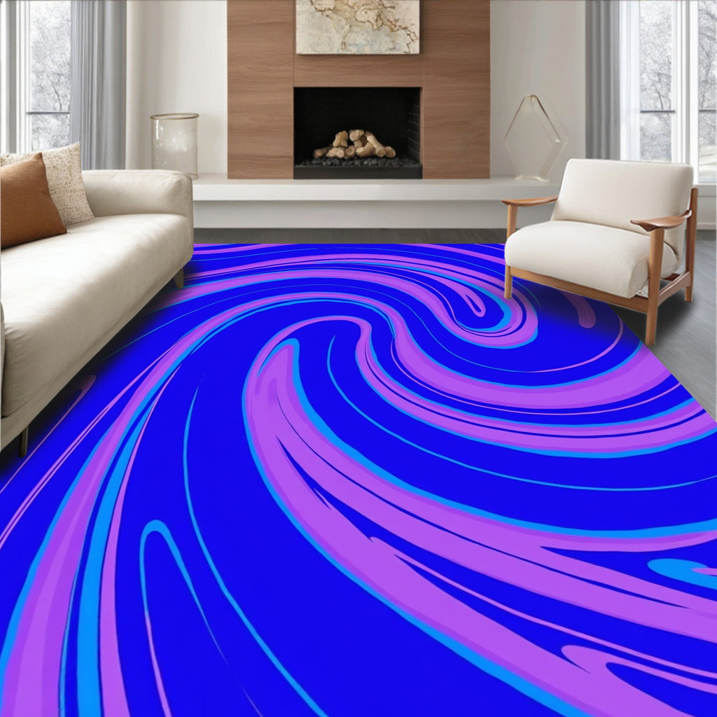 Swirling Purple Blue Abstract Waves Rug