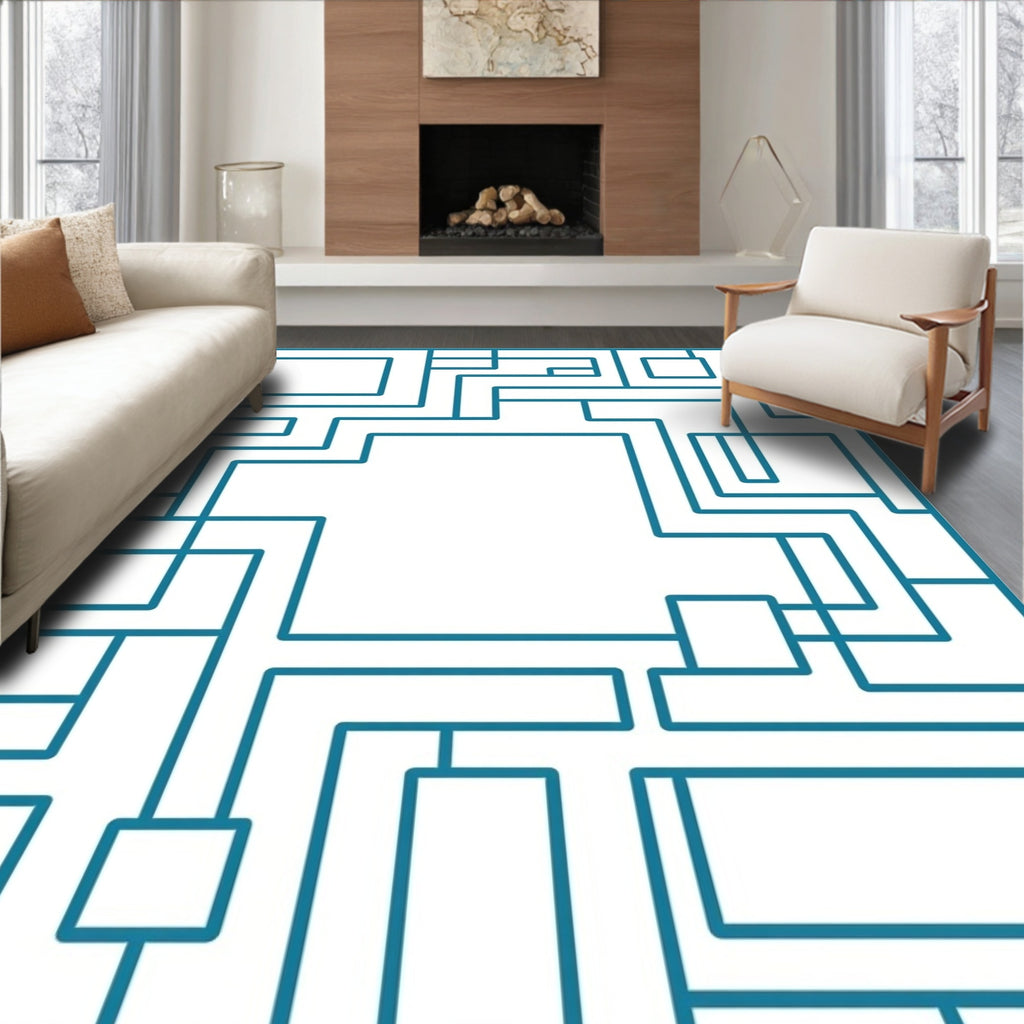 Labyrinth Geometric Patterned Design Rug