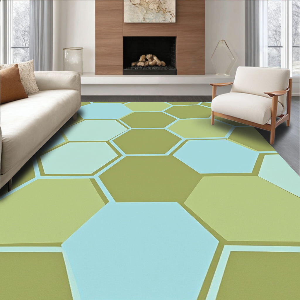 Geometric Hexagon Pattern Rug