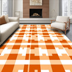 Modern Orange Geometric Check Pattern Rug