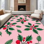 Crimson Berry Festive Foliage Arrangement Rug