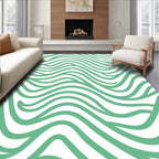 Mint Green Wavy Stripe Pattern Rug