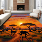 Sunset Savannah Elephant Landscape Rug