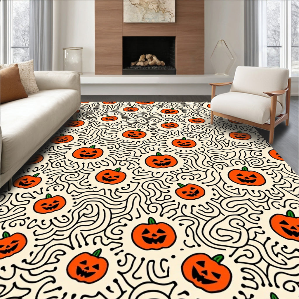 Spooky Jack-o'-lantern Swirl Pattern Rug