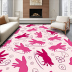 Whimsical Pink Figural Pattern Rug