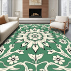 Green Floral Medallion Pattern Rug