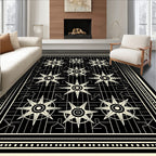 Geometric Starburst Patterned Art Deco Rug
