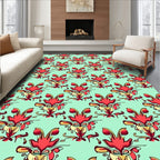 Red Golden Symmetry Pattern Design Rug