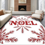 Rustic Red Noel Pine Branch Frame Rug