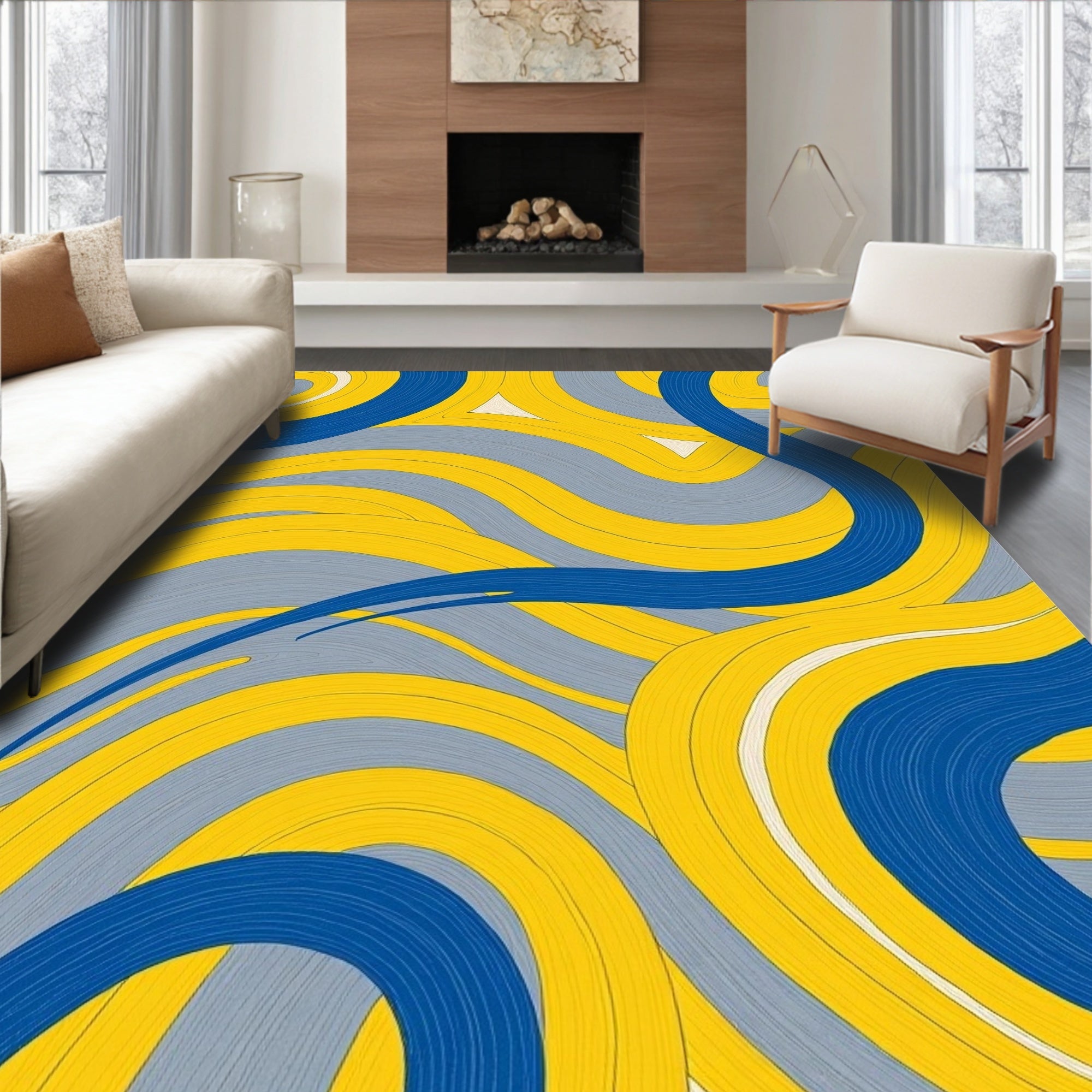 Abstract Swirls And Lines Rug