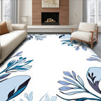 Blue Botanical Floral Corner Design Rug