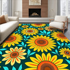 Bright Yellow Sunflower Pattern Rug