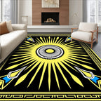 Radiant Sun With Geometric Border Design Rug