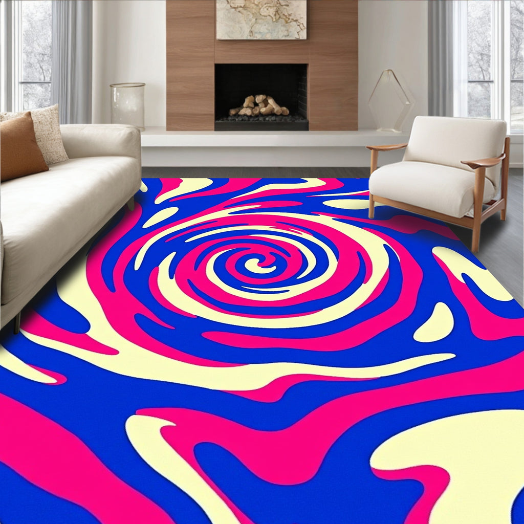 Vibrant Swirl Patterned Abstract Design Rug