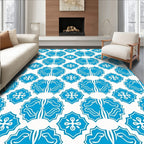 Intricate Blue Floral Motif Pattern Rug