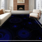 Deep Blue Starburst Abstract Pattern Rug