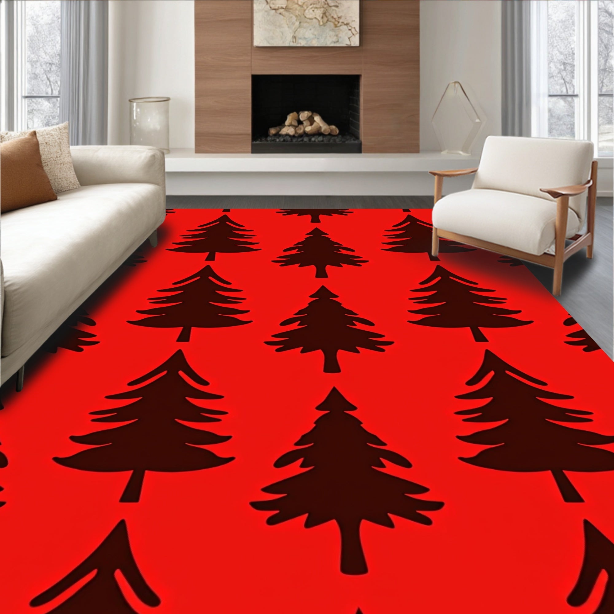 Bold Silhouette Forest Pattern Rug