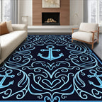 Nautical Anchor Swirls Design Rug