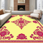 Fuchsia Rose And Scroll Pattern Design Rug