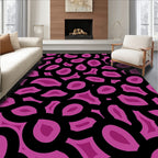 Abstract Pink And Black Shape Pattern Rug