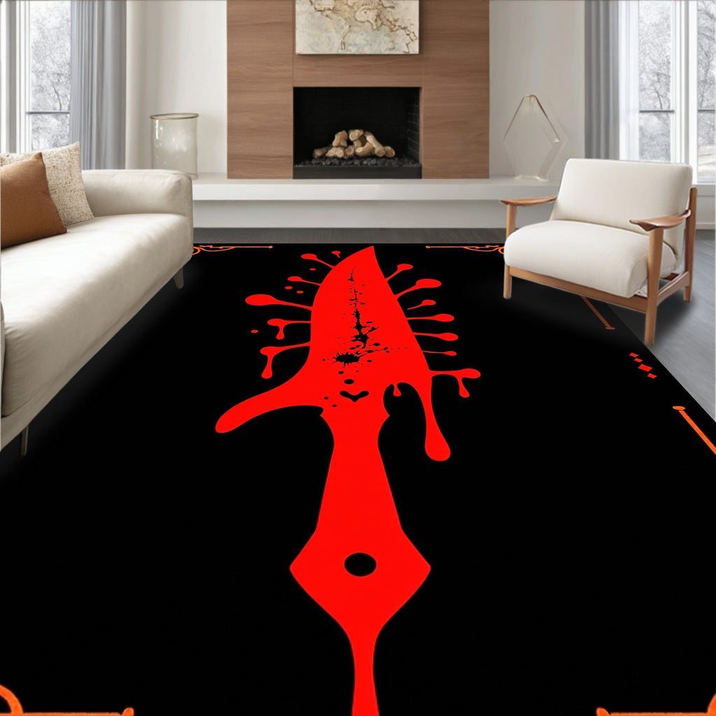 Gothic Red Blood Splatter Blade Rug