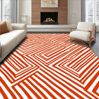 Bold Geometric Orange Stripe Design Rug