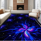 Vivid Blue Nebula Starburst Floral Rug