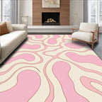 Retro Swirl Pink Cream Pattern Rug