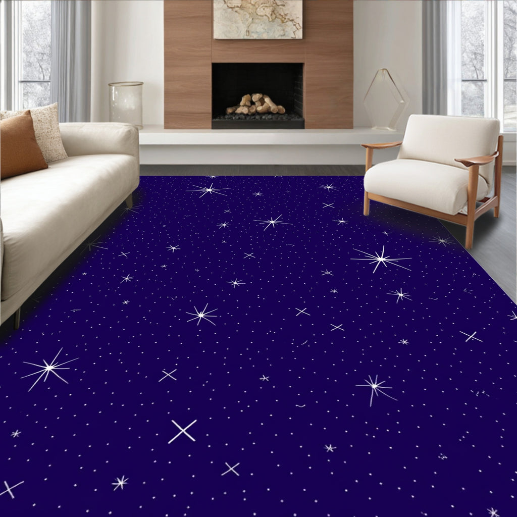 Navy Starry Night Pattern Rug