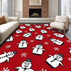 Red Snowman Snowflake Pattern Rug