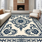 Ornate Floral Vine Scrollwork Design Rug