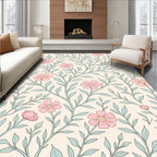 Pink Flower And Leaf Pattern Rug