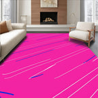 Vibrant Pink Blue White Streaks Rug