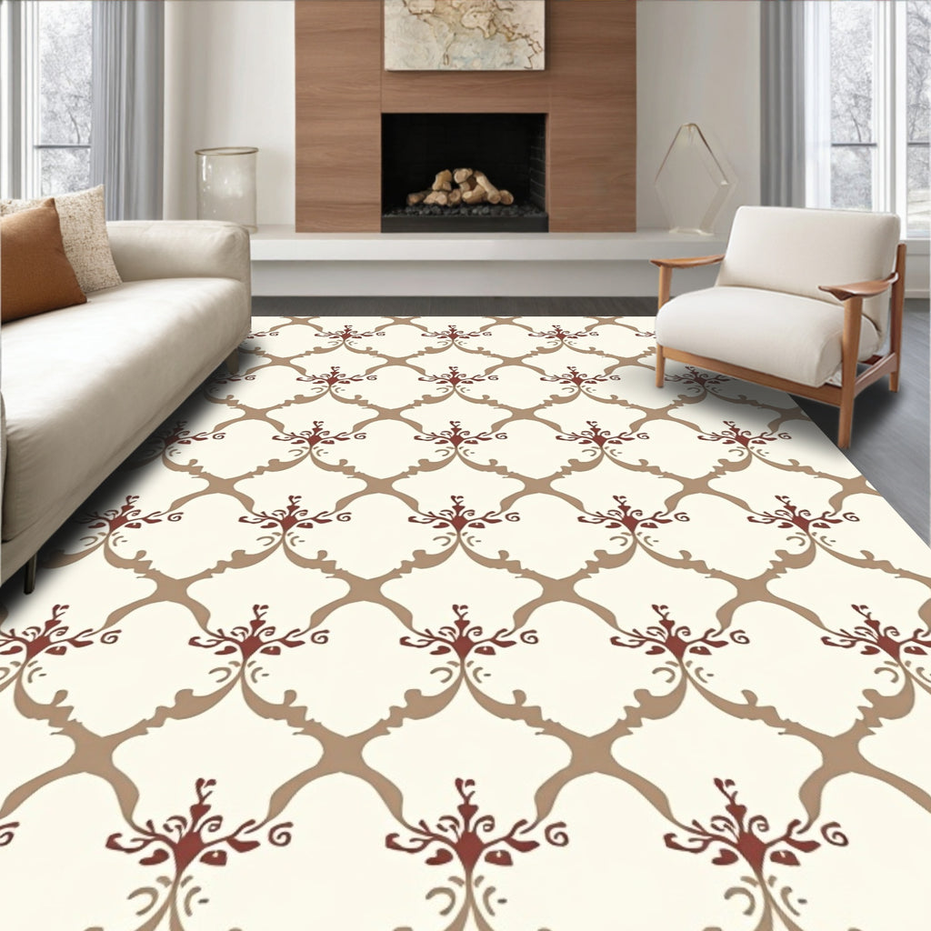 Classic Quatrefoil Floral Medallion Pattern Rug